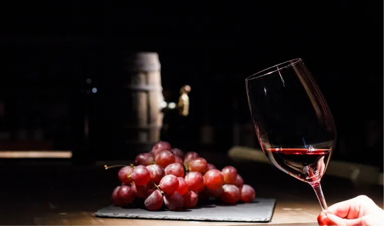 ワイングラスを持っている画像